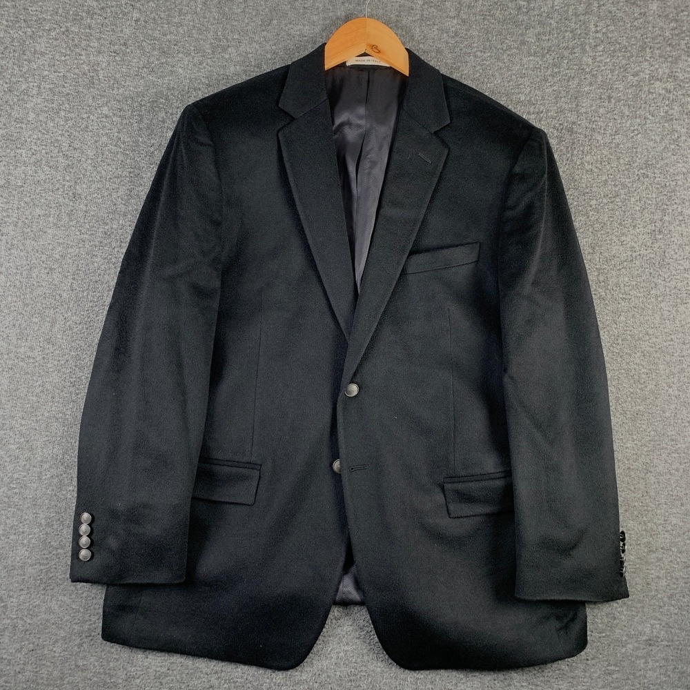 Joseph Abboud Cashmere Blazer Jacket Men 44R Tollegno Sport Coat Black Italy